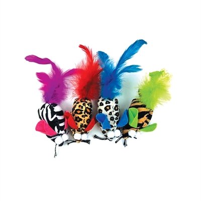 Happy Pet Tabby Patch Safari Muis Met Veren Assorti - Image 2