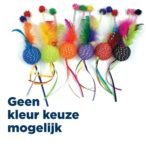 Happy Pet Tabby Patch Glitterbal Met Ratel En Veren