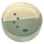 Trixie Voerbak / Drinkbak Met Pootprint Keramiek Groen / Beige 12X12X3,5 Cm