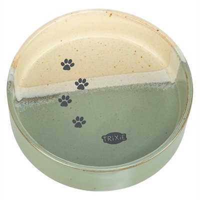 Trixie Voerbak / Drinkbak Met Pootprint Keramiek Groen / Beige 12X12X3,5 Cm