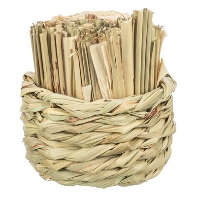 Trixie Mand Gras Met Hooi / Maisbladeren / Houten Stokjes 9X9X9 Cm - Image 2