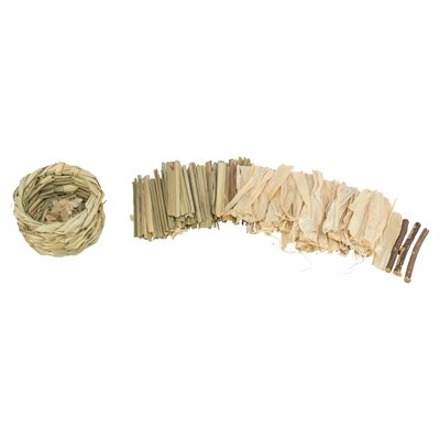 Trixie Mand Gras Met Hooi / Maisbladeren / Houten Stokjes 9X9X9 Cm - Image 3