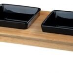 Trixie Voerset Keramiek Met Houten Onderstel Zwart 400 Ml 36X19X7 Cm