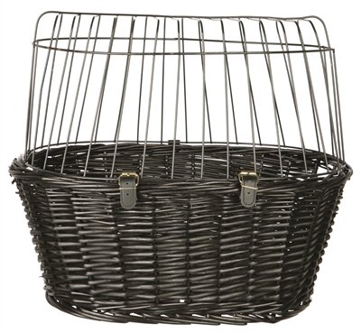 Trixie Wilgen Fietsmand Voorop Zwart Met Kussen En Kap 50X35X41 Cm