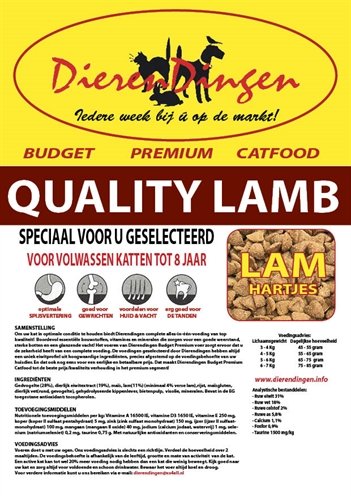Budget Premium Catfood Quality Lamb 15 Kg
