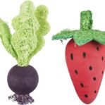 Trixie Speelbal Set Biet / Aardbei Hout / Loofah 6/9 Cm