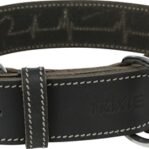 Trixie Halsband Hond Rustic Vetleer Heartbeat Zwart 38-47X4 Cm