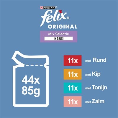Felix Pouch Original In Gelei Mix Box Rund / Kip / Tonijn / Zalm 44X85 Gr - Image 2