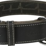 Trixie Rustic Vetleer Halsband Hond Heartbeat Zwart 34-40X3 Cm
