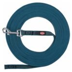 Trixie Hondenriem Sleeplijn Met Rubber Anti Slip Petrol Blauw S/M 10 Mtr X 1,5 Cm