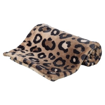 Trixie Hondendeken Leo Soft Pluche Bruin / Panterprint 70X50 Cm